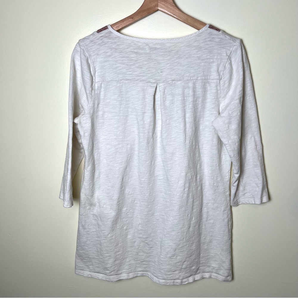 Boden Women’s 3/4 Long Sleeve Embroidered Tunic Peasant Top Ivory Size 10 Boho - Picture 3 of 7